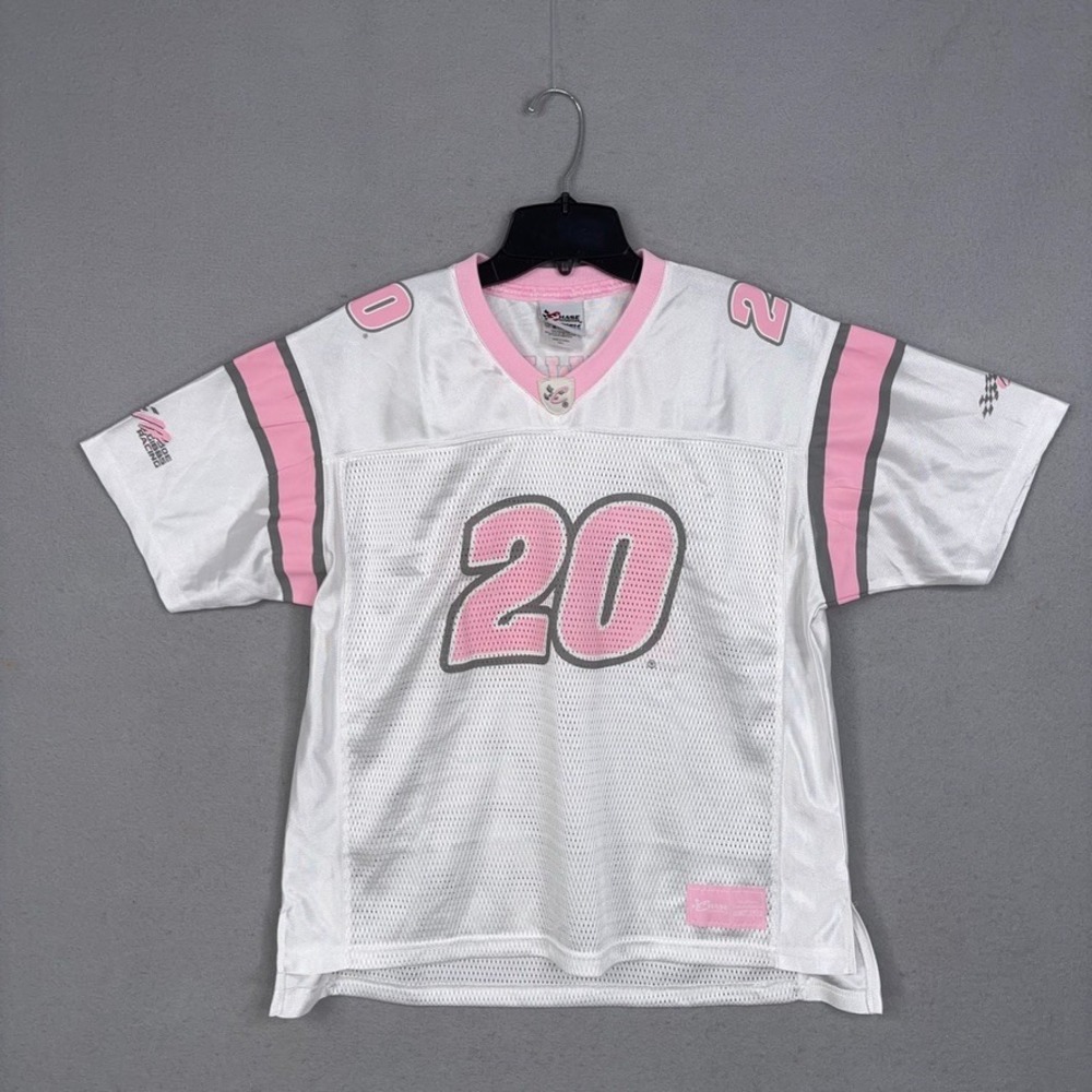 Chase Authentics Jersey Womens Large White Pink Tony Stewart #20 NASCAR Racing